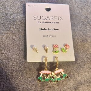 Sugarfix by BaubleBar Hole In One Golf Cart Hoop Earrings - 3 Pair Set